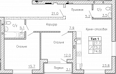 2-комнатную квартиру №64, 74,8 кв. м, на ул Генерала Круковского, 4, второй этаж